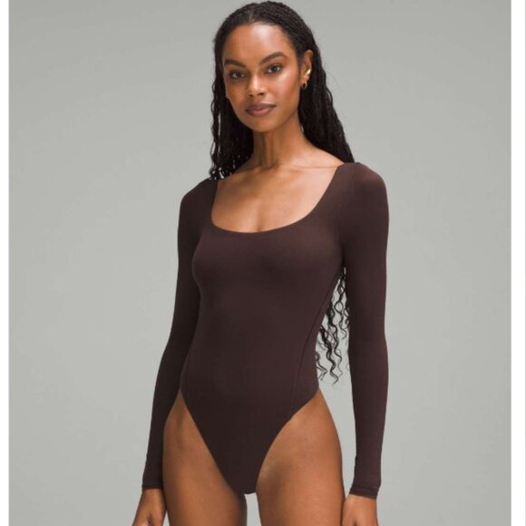 Lululemon Wundermost Ultra-Soft Nulu Square-Neck Long-Sleeve Bodysuit SZ M - Picture 1 of 2